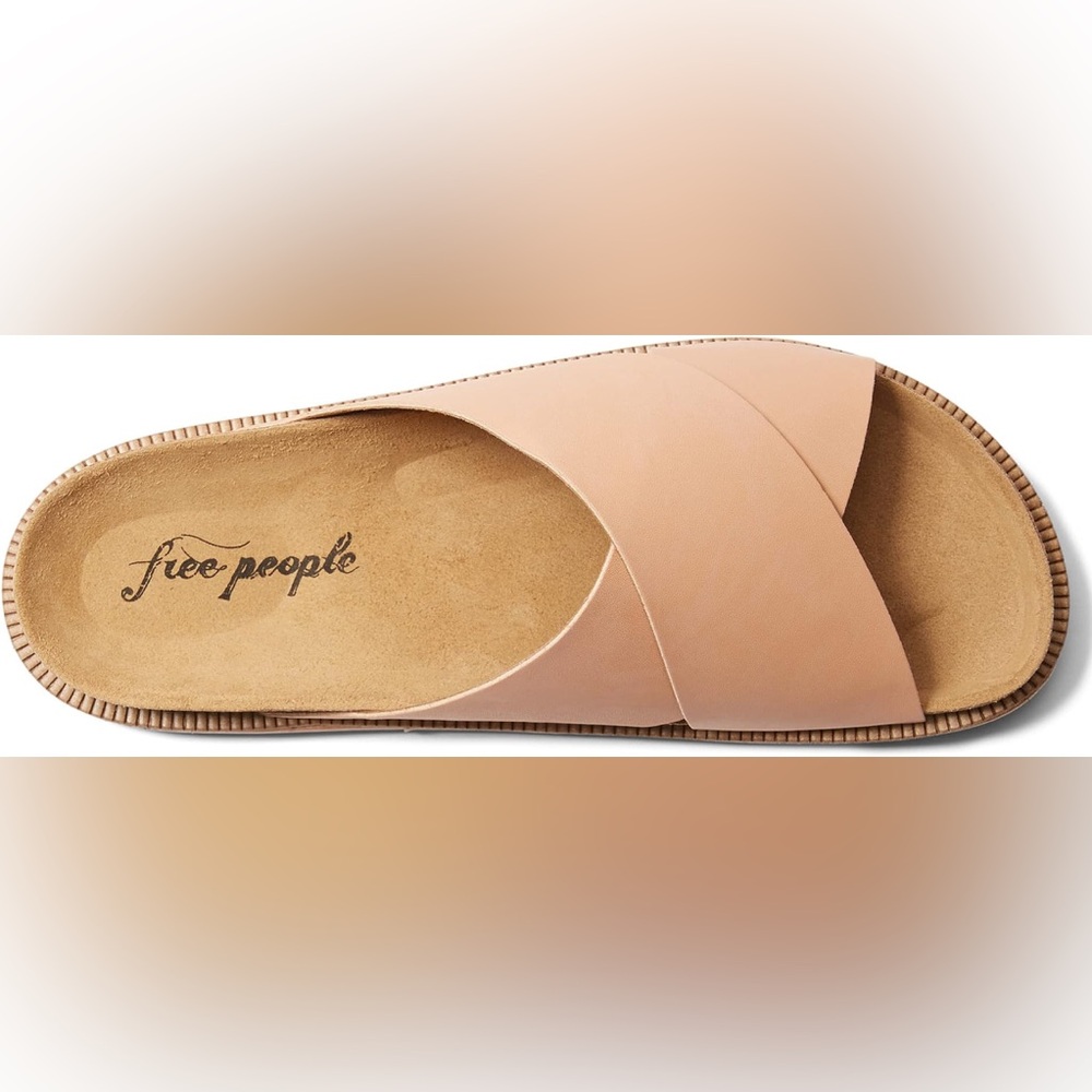 Free People Sidelines Footbed Sandals - Tan and Pink